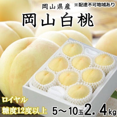 岡山 白桃 ロイヤル 5～10玉 約2.4kg (早生種・中生種)[No.5735-1207]