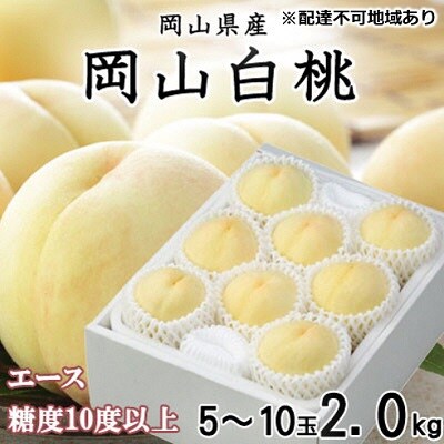 岡山白桃 エース 5～10玉 約2kg(早生種・中生種)[No.5735-1208]