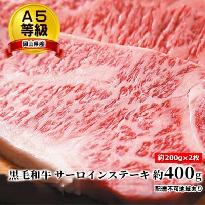 A5等級黒毛和牛サーロインステーキ約400g(約200g×2枚)岡山県産[No.5735-1655]