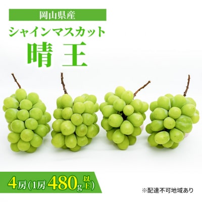 シャイン マスカット 晴王 4房(1房480g以上)約2kg 岡山県産 [No.5735-1480]