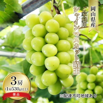 ご家庭用 シャインマスカット晴王 優品 3房(露地栽培)岡山県産[No.5735-1605]
