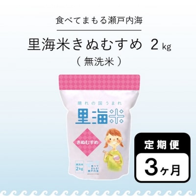 無洗米 里海米 定期便 3ヶ月 きぬむすめ 2kg 岡山県産 [No.5735-1720]