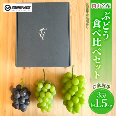 岡山名産 ぶどう 食べ比べ 詰合せ セット 3房 約1.5kg ご家庭用[No.5735-1980]
