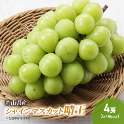 シャインマスカット 晴王 4房 (1房480g以上) 岡山県産 [No.5735-2046]