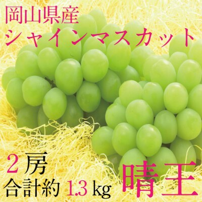 9・10月発送 シャインマスカット晴王 2房(合計約1.3kg)岡山県産[No.5735-3240]