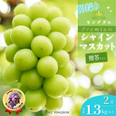 プレミアム シャイン マスカット 2房(合計1.3kg以上) 贈答クラス 岡山県産[21F7009]