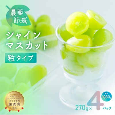 シャイン マスカット 粒タイプ 270g×4パック  岡山県産  正金農園  [2171001]