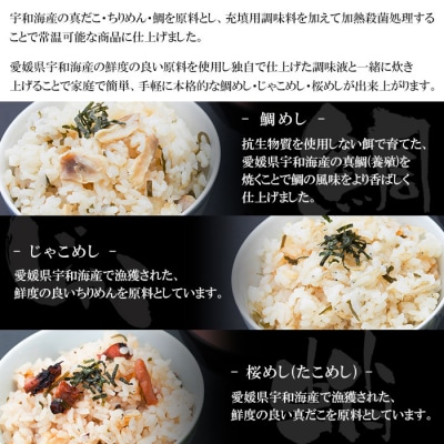 鯛めし・桜めし・じゃこめしの素・煮干しだしパックセット 