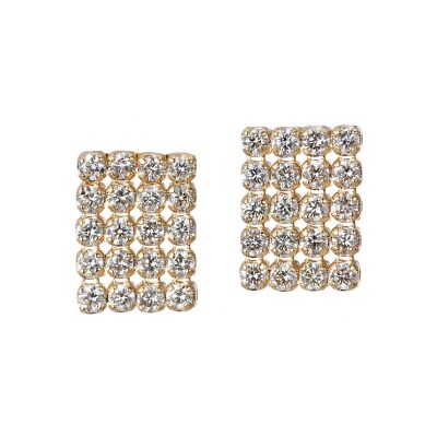 K18YG シルキータッチテニスチェーン[レクタングル]ピアス 0.5ct TI-1150