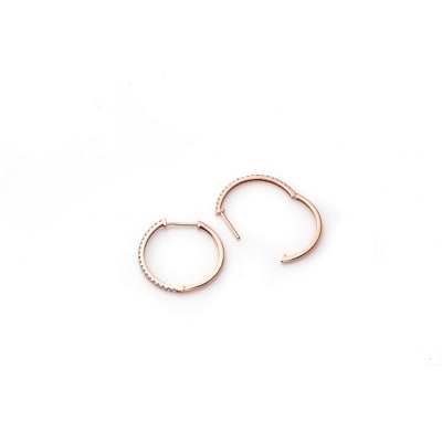 K18PG ハーフエタニティダイヤフープピアス Lサイズ 0.5ct TI-1017
