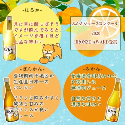 愛媛県明浜産天晴兄妹みかんジュース(温州みかん・ぽんかん・はるか)3種類セット