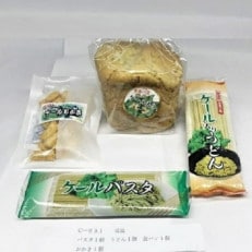 【セット品】ケール入りパスタ1・ケール入りうどん1・ケール入りおかき40g1袋・ケール入り食パン1袋