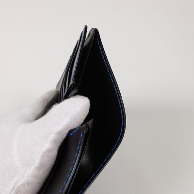 阿波レザー　本藍染め ミドル財布【CZ008】