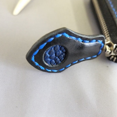 阿波レザー本藍染スモールクロコ長財布　CRORW-Ⅰ【CZ046】