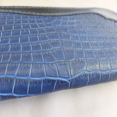 阿波レザー本藍染スモールクロコ長財布　CRORW-Ⅰ【CZ046】