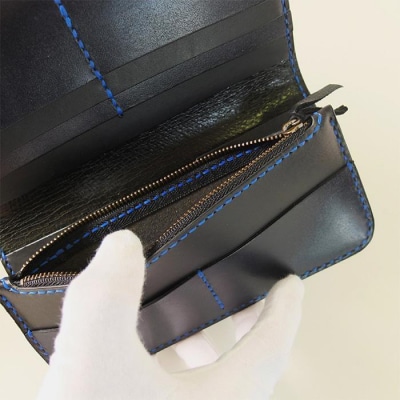 阿波レザー　本藍染縦長財布 PR-2【CZ050】