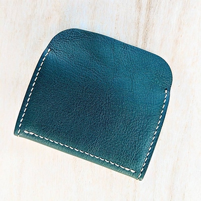 【ハンドメイド】やわら革財布(グリーン)