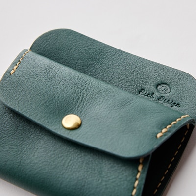 【ハンドメイド】やわら革財布(グリーン)