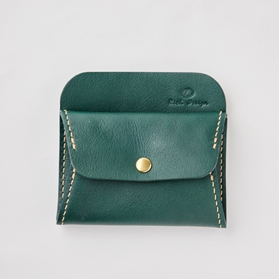 【ハンドメイド】やわら革財布(グリーン)