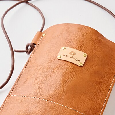 【ハンドメイド】やわら革サコッシュ(ブラウン)