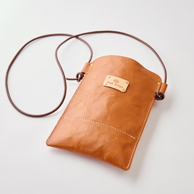【ハンドメイド】やわら革サコッシュ(ブラウン)