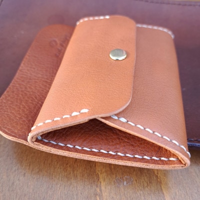 【ハンドメイド】やわら革サコッシュ+やわら革財布　セット(ブラウン×ブラウン)