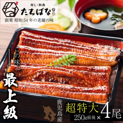 老舗たちばな　鰻蒲焼(250g前後)×4尾