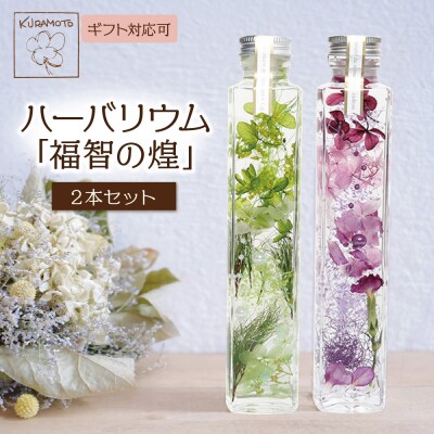 ハーバリウム2本セット「福智の煌」【緑×紫】