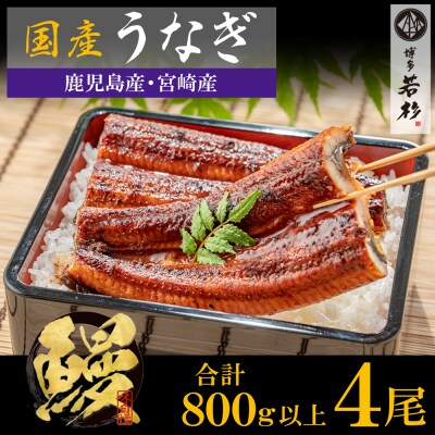 国産うなぎ蒲焼4尾(計800g以上)鰻蒲焼用タレ・山椒付 | ふるさと納税のお礼品