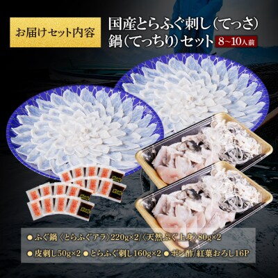 本場とらふぐ刺し・ふぐ鍋セット(8～10人前)ふぐ皮刺し ポン酢・薬味付