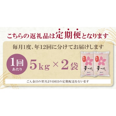 無洗米 福岡県産・夢つくし10kg定期便(毎月・年12回)