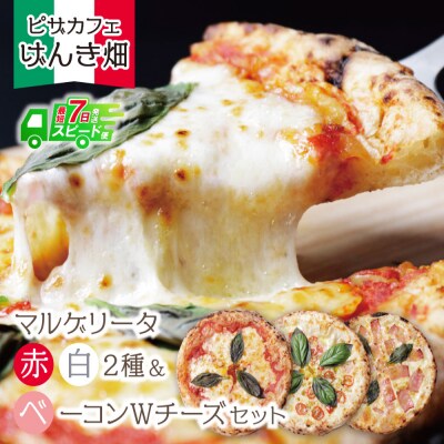 【7営業日以内発送】げんき畑 ピザ 3枚セット<(赤・白)&ベーコンWチーズ>