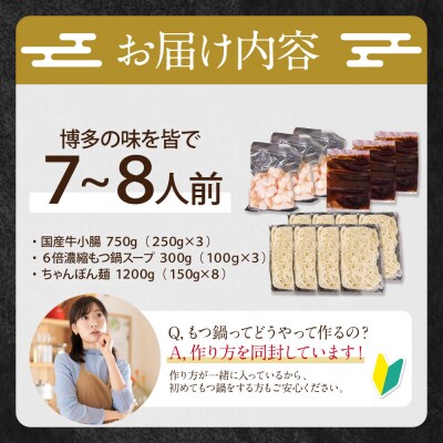 博多特選もつ鍋(7～8人前)(3パック小分け)(醤油味)