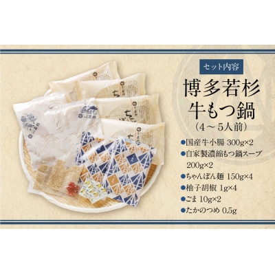 【翌月発送】定期便 博多若杉 牛もつ鍋4～5人前(年3回・毎月1種)