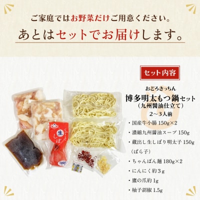 おどろきっちん 博多明太もつ鍋セット(九州醤油仕立て) 2～3人前