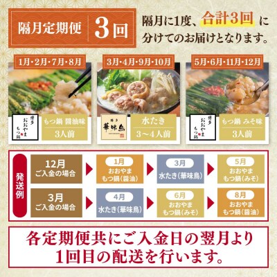 本場博多の味水炊き・もつ鍋食べ比べ定期便【隔月定期便(年3回発送)】