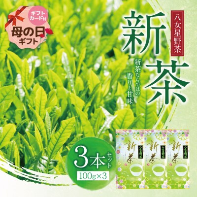 【母の日】新茶 八女星野茶　100g×3本