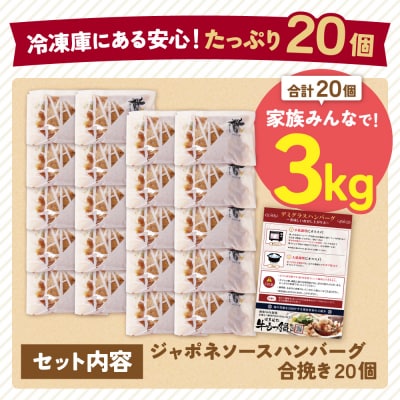和風ジャポネソース 合挽ハンバーグ 20個