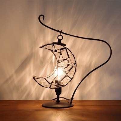 Nijiiro Lamp ステンドグラスのテーブルランプ　月 クリアー