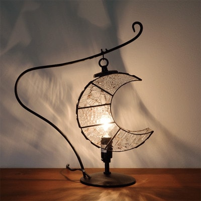 Nijiiro Lamp ステンドグラスのテーブルランプ　月 クリアー