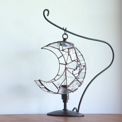 Nijiiro Lamp ステンドグラスのテーブルランプ　月 クリアー