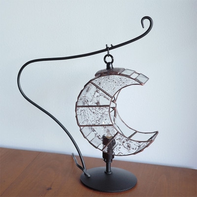Nijiiro Lamp ステンドグラスのテーブルランプ　月 クリアー