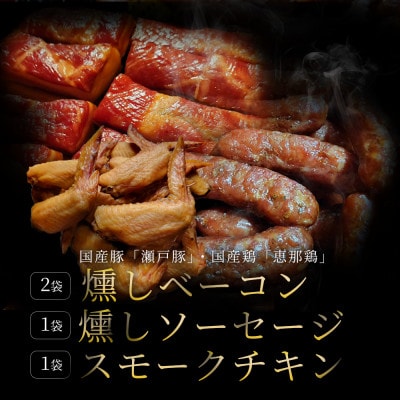 【毎月定期便】無添加燻製セットA|ベーコン ソーセージ 手羽先 瀬戸市 天佑全12回