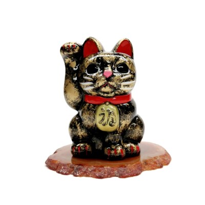 個性的な瀬戸焼の招き猫 福まとい 善 金運の赤金福 三号 黒猫 右手上げ お礼品詳細 ふるさと納税なら さとふる