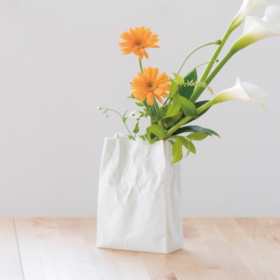 【瀬戸焼】ニュークリンクルスーパーバッグ#1 花器 ホワイト【セラミック・ジャパン】