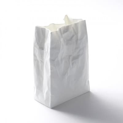 【瀬戸焼】ニュークリンクルスーパーバッグ#1 花器 ホワイト【セラミック・ジャパン】