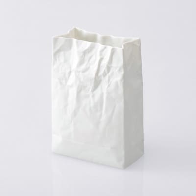 【瀬戸焼】ニュークリンクルスーパーバッグ#2 花器 ホワイト【セラミック・ジャパン】