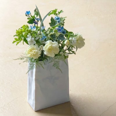 【瀬戸焼】ニュークリンクルスーパーバッグ#3 花器 ホワイト【セラミック・ジャパン】