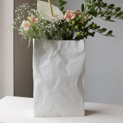 【瀬戸焼】クリンクルスーパーバッグ#1 花器【セラミック・ジャパン】