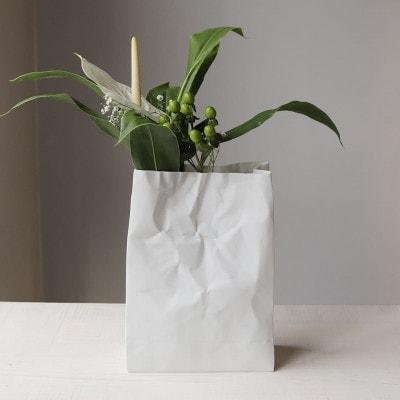 【瀬戸焼】クリンクルスーパーバッグ#2 花器【セラミック・ジャパン】